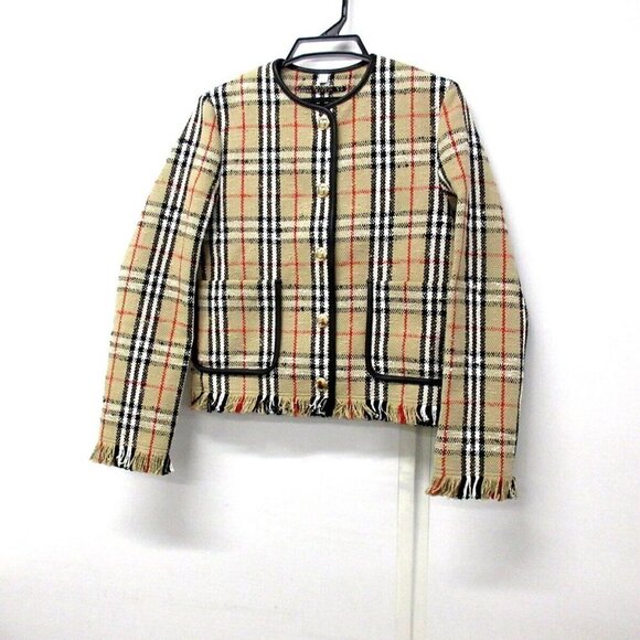 100% AuthenticBURBERRY LONDON ENGLAND Beige White Black Women's Jacket